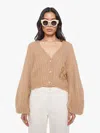 Mother The Puffy Sleeve Varsity Cardigan Cotton Candy Shirt In Brown