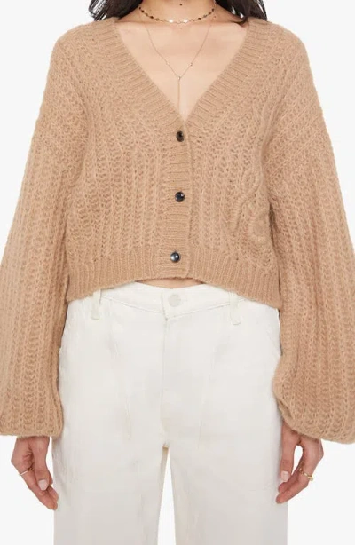Mother The Puffy Sleeve Varsity Cardigan In Gold