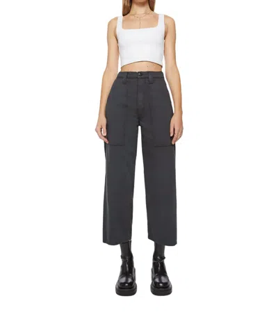 Mother The Quartet Breaker Flood Crop Pants In Faded Blac
