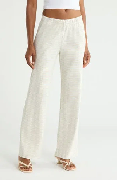 Mother The Quickie Greaser Stripe Ankle Wide Leg Knit Pants In White And Blue Day To Night