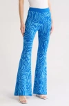 Mother The Quickie Roller Flare Leg Sweater Pants In Desden Blue And Imperial Blue