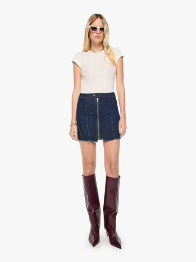 Mother The Racer Vagabond Mini Fray Hard Stop Honey Skirt In Blue