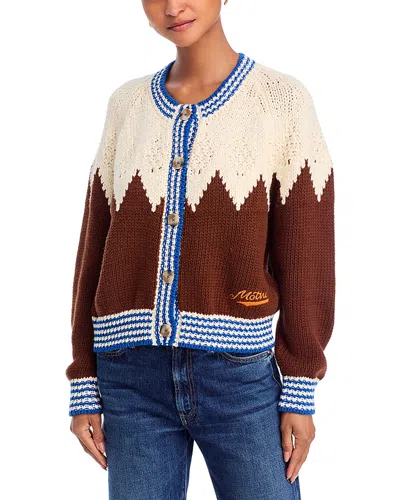 Mother The Raglan Cardigan In Brown