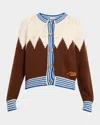 Mother Womens The Raglan Zigzag-print Knitted Cotton Cardigan Head For The Hills In Brown
