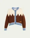 Mother Womens The Raglan Zigzag-print Knitted Cotton Cardigan Head For The Hills In Multi