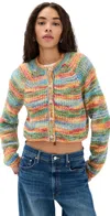 Mother The Raglan Cropped Crewneck Cardigan Sweater In Fancy Fade