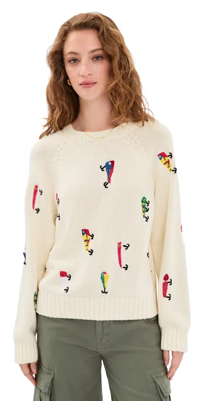 Mother The Raglan Pullover Catch Of Day Shirt In Multi,size Large In Neutral