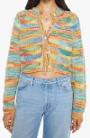 Mother The Raglan Crop Cardigan Fancy Fade Shirt In Orange - Size X-small