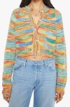 Mother The Raglan Cropped Crewneck Cardigan Sweater In Fancy Fade