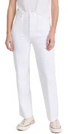 Mother The Hustler Patch Pocket Raw Hem High Waist Ankle Flare Jeans In White