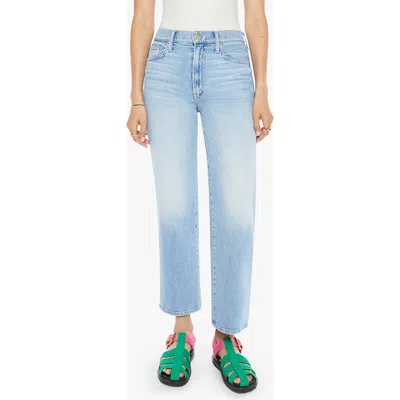 Mother Womens Look Ma No Hands The Rambler Zip Ankle Straight-leg Denim Jeans In Blue