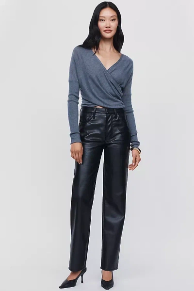 Mother The Rambler Faux Leather High Rise Jeans Pants In Black