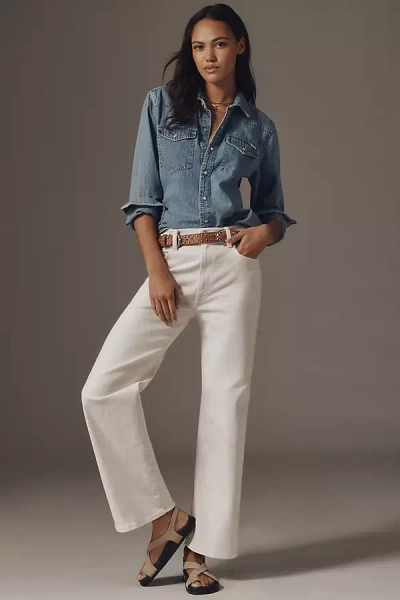 Mother The Rambler High-rise Zip Ankle Jeans In Beige