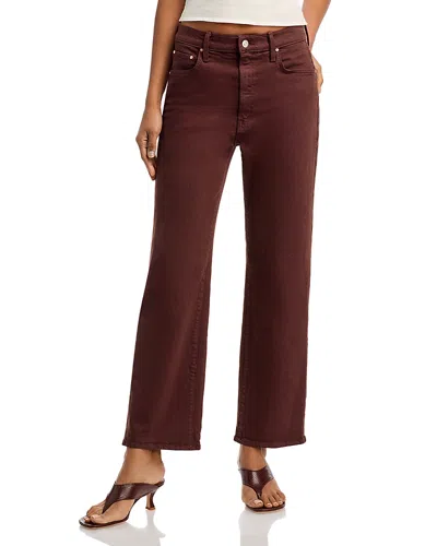Mother The Rambler High Rise Zip Ankle Jeans In Shaved Chocolate
