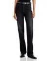 Mother The Rambler High Rise Zip Heel Jeans In Keep It Sharp In Black