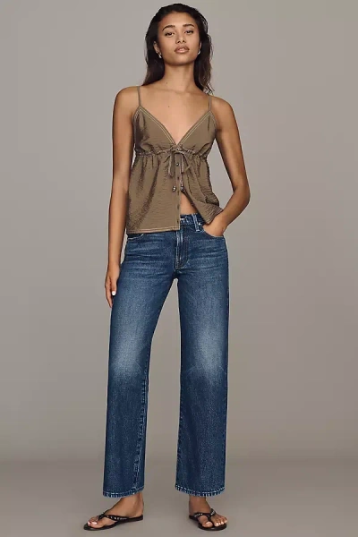 Mother The Rambler Mid-rise Straight-leg Jeans In Metallic