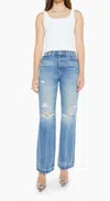 Mother The Rambler Sneak High-waisted Pants In Blue In Blue