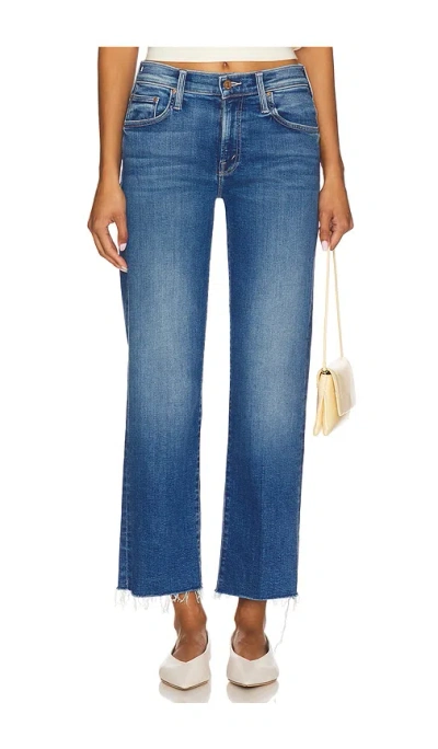 Mother The Rambler Zip Ankle Fray In Blue