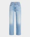 Mother Womens Look Ma No Hands The Rambler Zip Ankle Straight-leg Denim Jeans In Look Ma No Hands