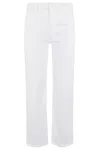Mother The Hustler Patch Pocket Raw Hem High Waist Ankle Flare Jeans In White