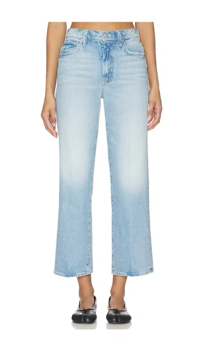 Mother The Rambler Zip Flood High-rise Straight-leg Jeans In Blue