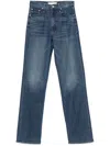 Mother High-waisted Cropped Jeans In Blue Denim In 蓝色