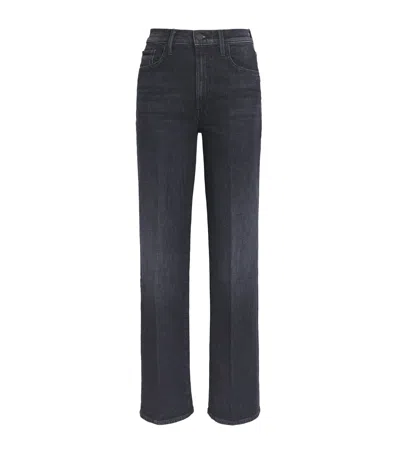 Mother The Rambler Zip Sneak High-rise Straight Jeans In Black