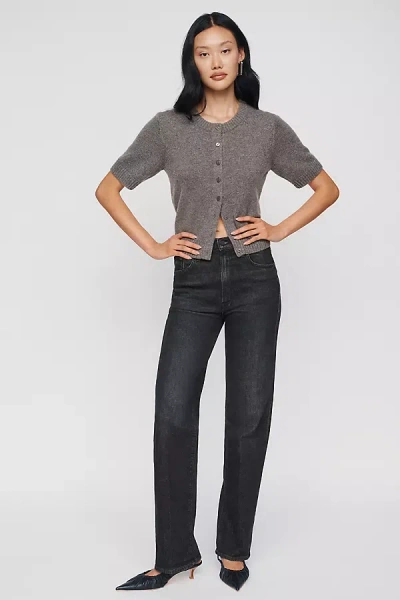 Mother The Rambler Zip Sneak High-rise Straight Jeans In Black