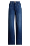 Mother 'the Maven Sneak' Blue Flared Jeans With Mid Rise And Belt Loops In Blue