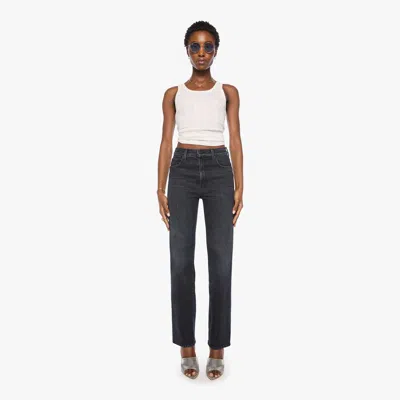 Mother The Rambler Zip Sneak Riding Milkyway Jeans In Black