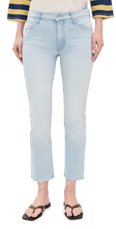 Mother The Rascal Flood Fray Jeans Bring The Cooler In Blue