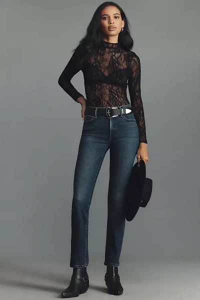 Mother The Rascal Skimp Mid-rise Straight Jeans In Blue