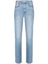 Mother The Ditcher Zip Flood Love On The Beat Straight Leg Jean In Blue