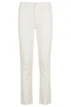 Mother The Hustler Ankle Fray White Cotton Jeans In Cream Puffs