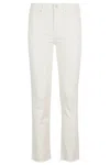 Mother The Hustler Ankle Fray White Cotton Jeans In White