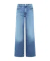 Mother Jeans The Rerun Zip Sneak With Belt Loops And Logo Embroidery On The Back In Blue Denim For Women In Blue