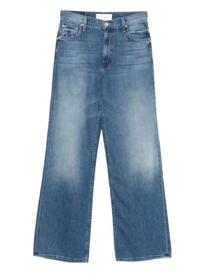 Mother The Ditcher Roller Zip Sneak Jeans In Blue
