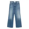 Mother Jeans The Rerun Zip Sneak With Belt Loops And Logo Embroidery On The Back In Blue Denim For Women In Blue