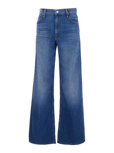 Mother The Rerun Zip Sneak Blue Jeans With Belt Loops And Logo Embroidery On The Rear In Denim Woman