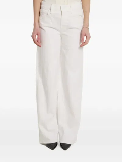 Mother The Rerun Zip Sneak Cotton Jeans In White