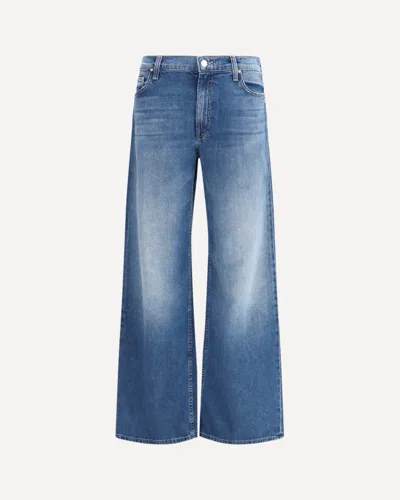 Mother Jeans The Rerun Zip Sneak With Belt Loops And Logo Embroidery On The Back In Blue Denim For Women