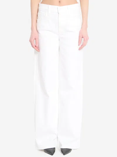 Mother The Spitfire Ankle Cuff Act Jeans In Natural In White