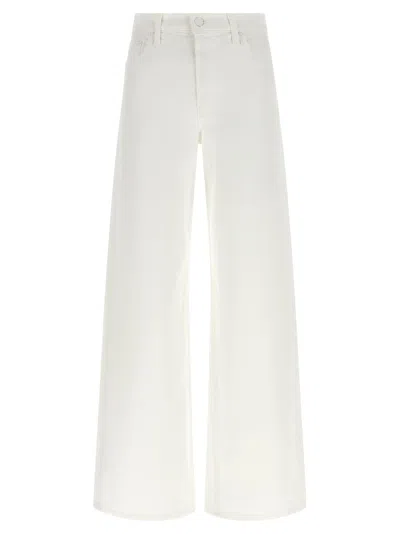 Mother The Rerun Zip Sneak Wide-leg Jeans In White