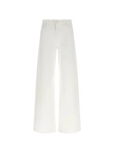 Mother The Rerun Zip Sneak Wide-leg Jeans In White