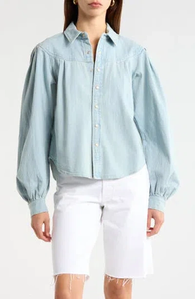 Mother The Rhapsody Exes Pleated Denim Shirt In Blue