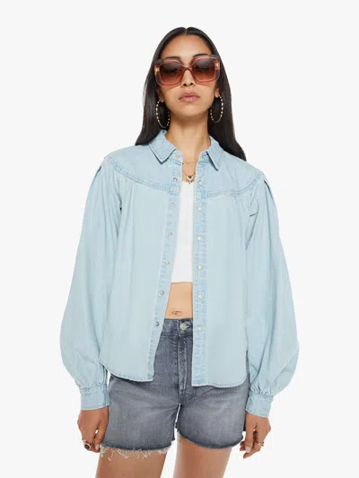 Mother The Rhapsody Exes Party Pad Shirt In Light Blue - Size X-large
