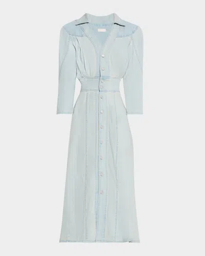 Mother The Rhapsody High-low Midi Denim Dress In Party Pad