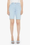 Mother The Rider Raw Hem High Waist Denim Bermuda Shorts In Cowabunga