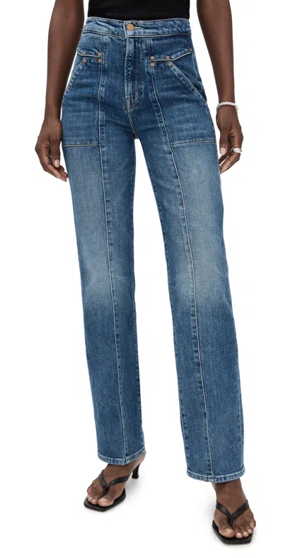 MOTHER THE RIVETER RAMBLER ZIP SNEAK JEANS BENDING THE RULES