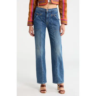 Mother The Riveting Rambler Zip Sneak High Waist Straight Leg Jeans In Blue